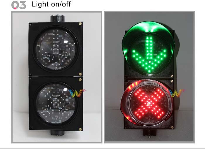 200mm Red Cross Green Arrow Traffic Stop Go Signal Light Wide Way