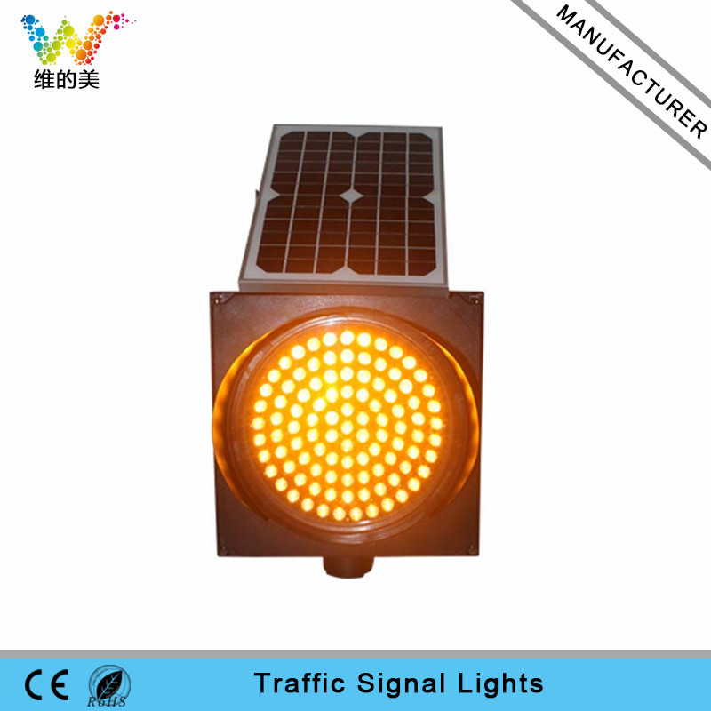 300mm road safety yellow flashing LED signal solar warning light Wide