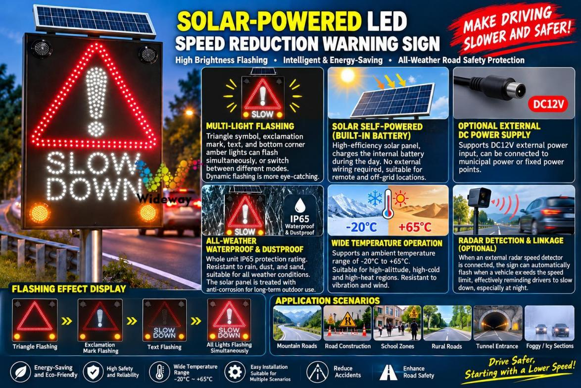 Solar Slow Down Sign 1600×1100mm 2
